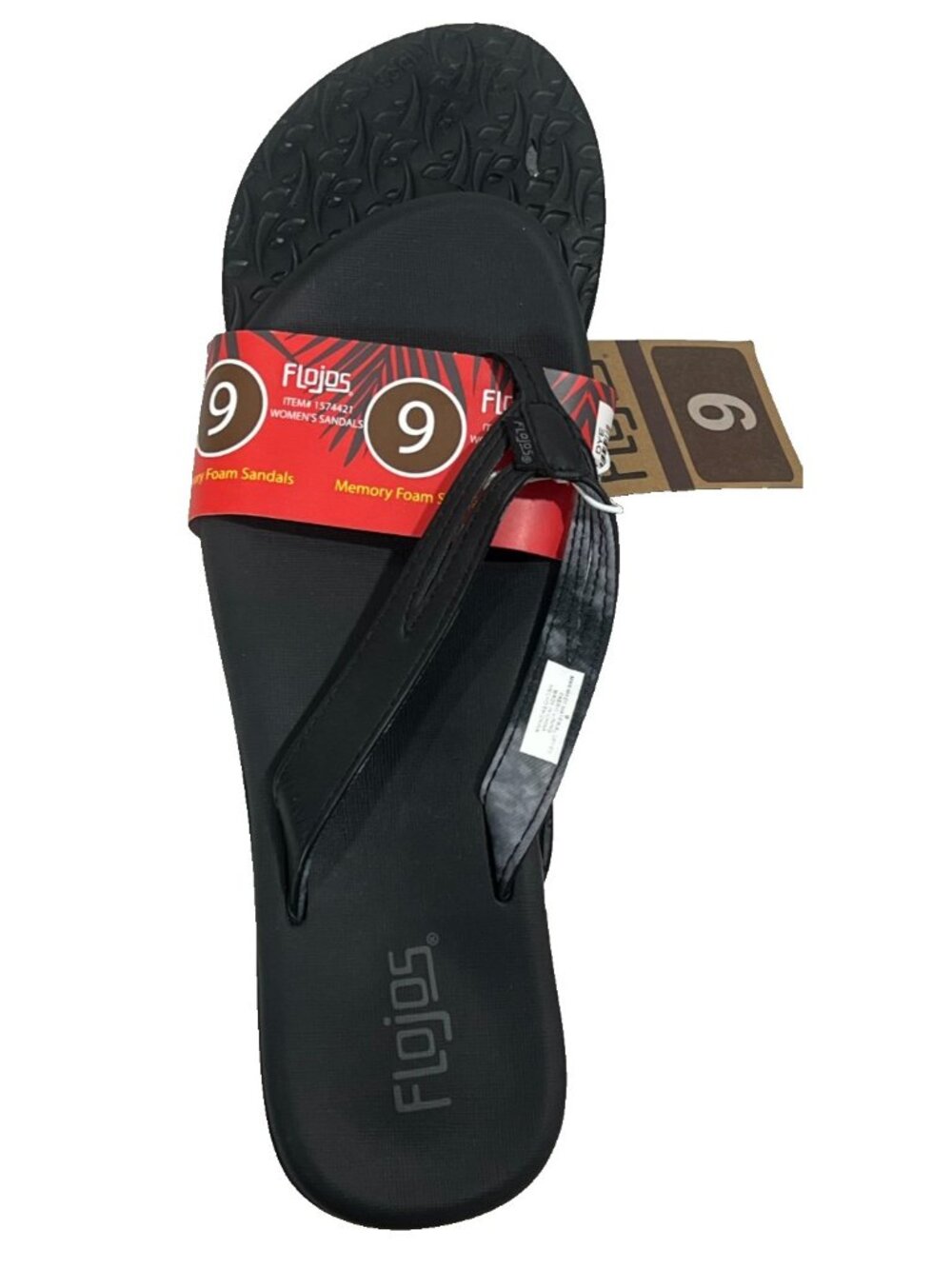 Flojos Ladies Flip Flops Sandals  Black Tie Dye Memory Foam Women's  9 NWT - Picture 2 of 5